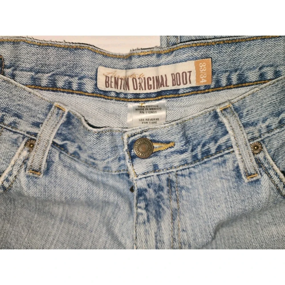 Y2K Aéropostale Men's Light Blue Benton Bootcut Jeans 33x34 Distressed Thrashed